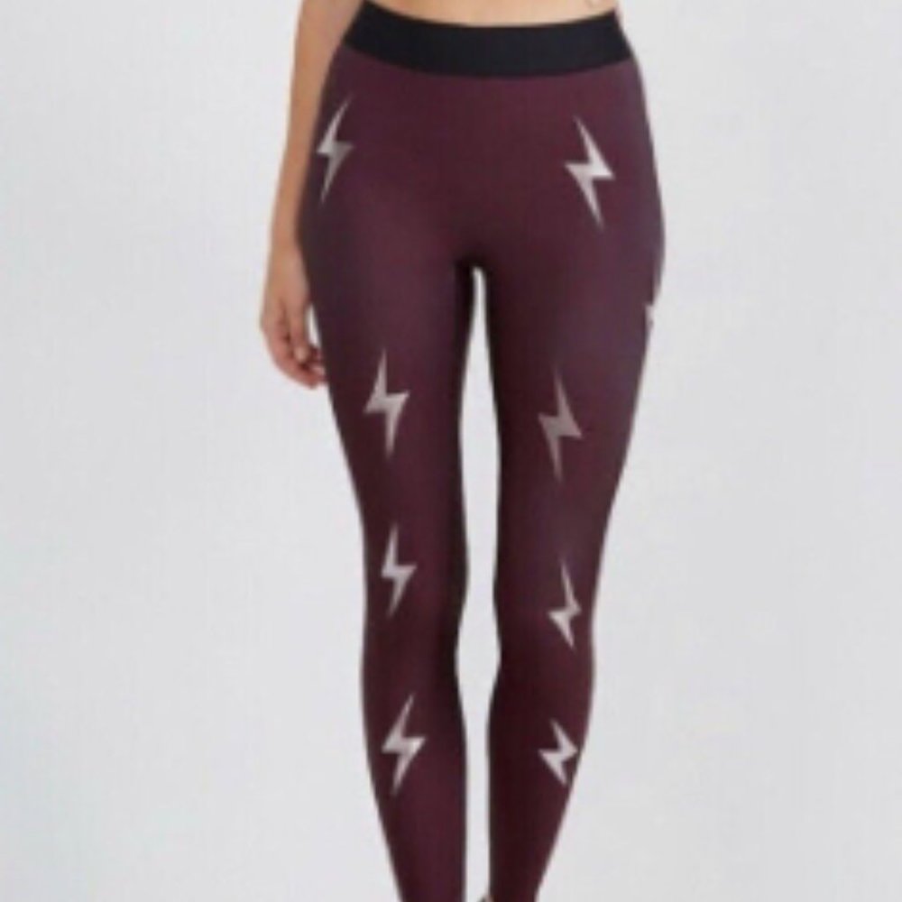 Ultracor ultra high lux lightning bolt burgundy full length leggings size Small